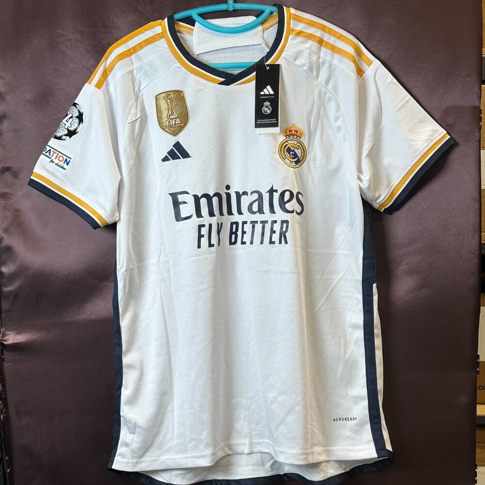 NWT Adidas Size S-L White Players Jersey Vini Jr #7 Real Madrid 23/24 Home  Plea